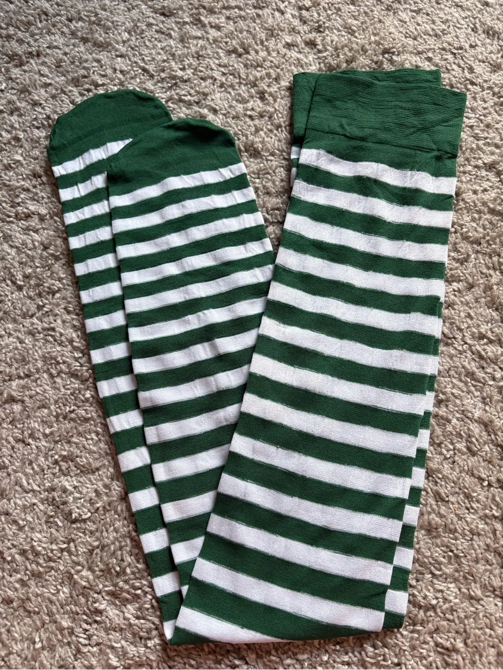 Striped Green & White Women’s Socks